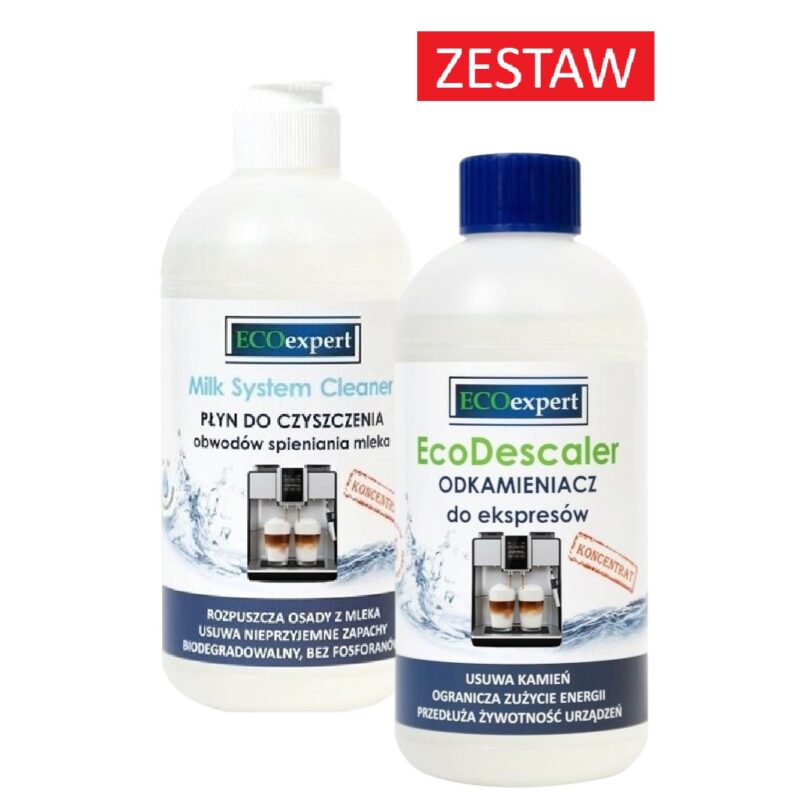 ZESTAW odkamieniacz do ekspresu i płyn do czyszczenia obwodów spieniania mleka