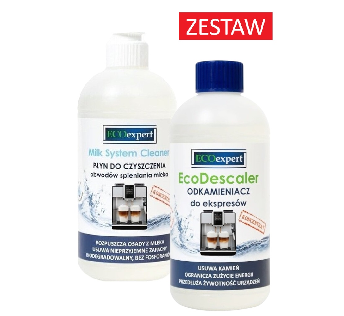 ZESTAW odkamieniacz do ekspresu i płyn do czyszczenia obwodów spieniania mleka